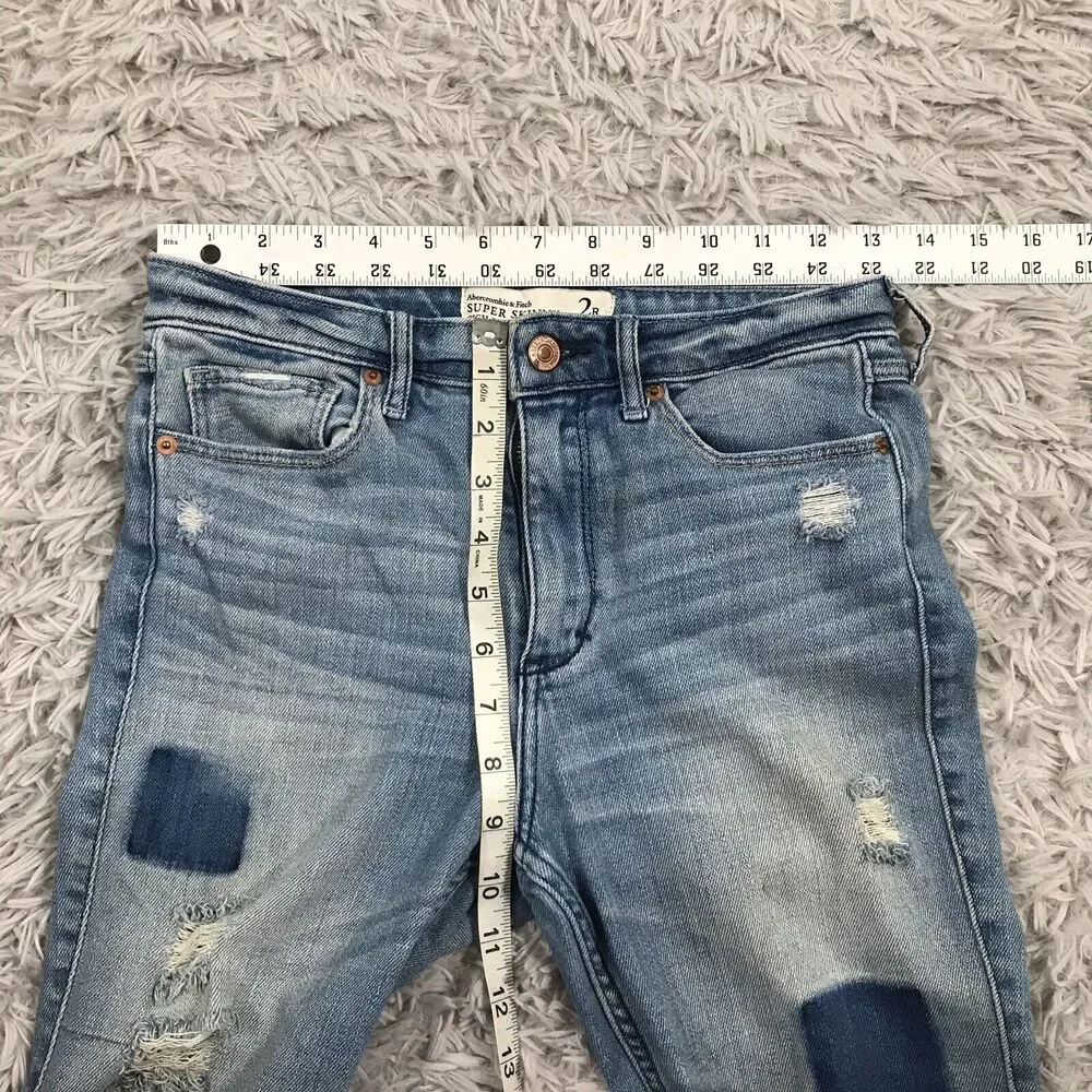 abercrombie & Fitch super‎ skinny jeans high rise 2 R Distressed